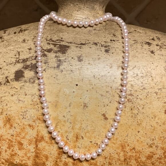 Lucas Lameth (LUC) Sterling Silver & Pink Pearl Necklace & Bracelet Set - Picture 1 of 11